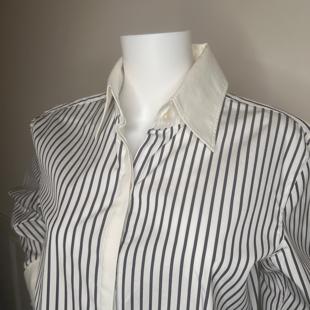 Lauren Ralph Lauren Navy & White Button Up Shirt, Sz. XL - Picture 5 of 16
